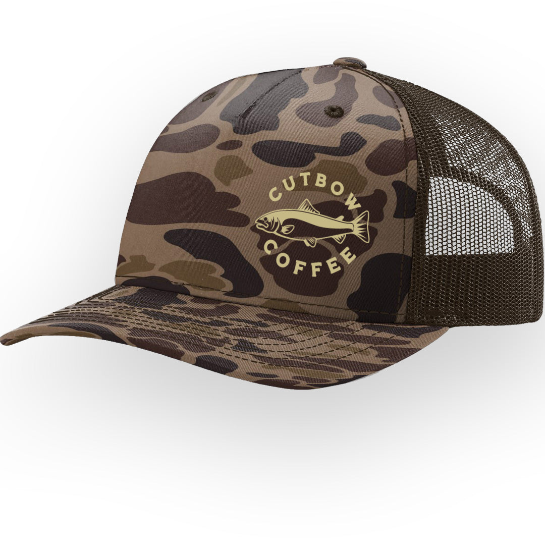 Printed Camo Five Panel Richardson 112 Trucker Hat | Cutbow Coffee