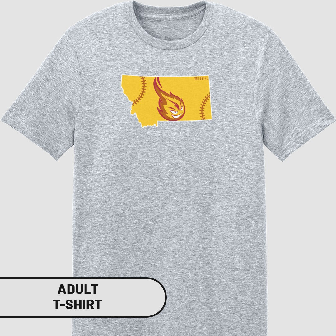 Montana Fireball Graphic Print Adult T-Shirt