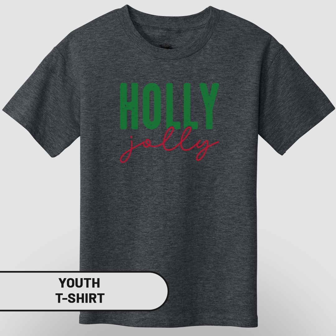Holly Jolly Youth T-Shirt Festive Holiday Apparel