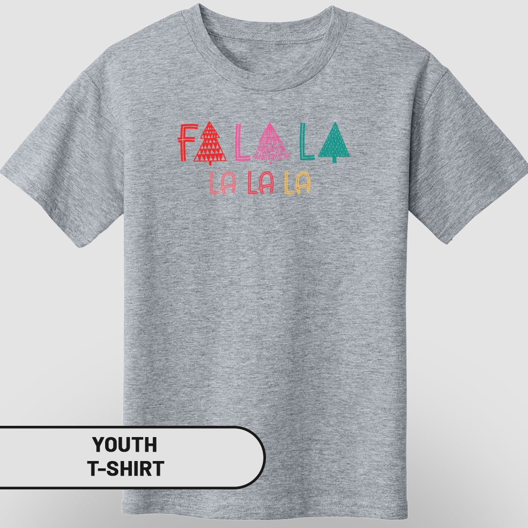 Festive Fa La La Graphic Youth T-Shirt Holiday Top