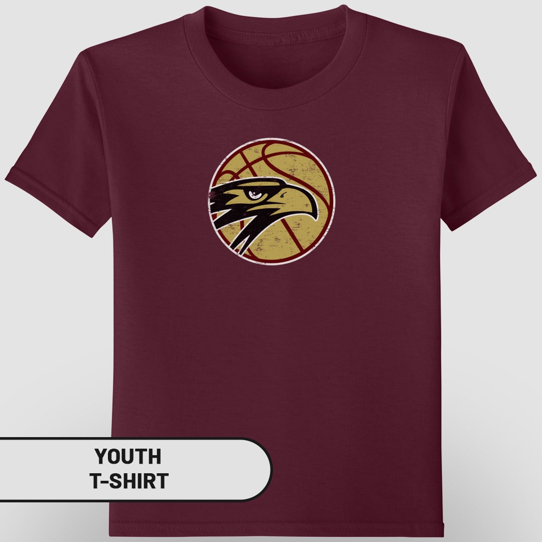 Youth T-Shirt with Vintage Hawk Basketball Design