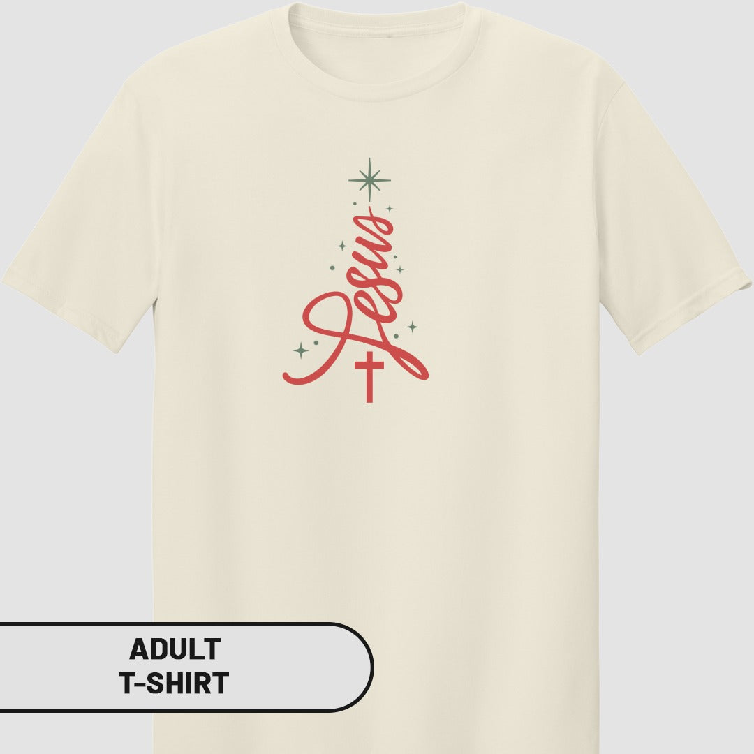 Christmas Tree Jesus Design Adult T-Shirt