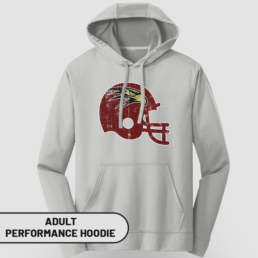 Vintage Football Helmet Design Adult Performance Hoodie