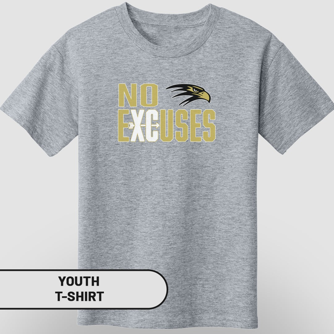 No Excuses Slogan Gray Youth T-Shirt Teen Apparel