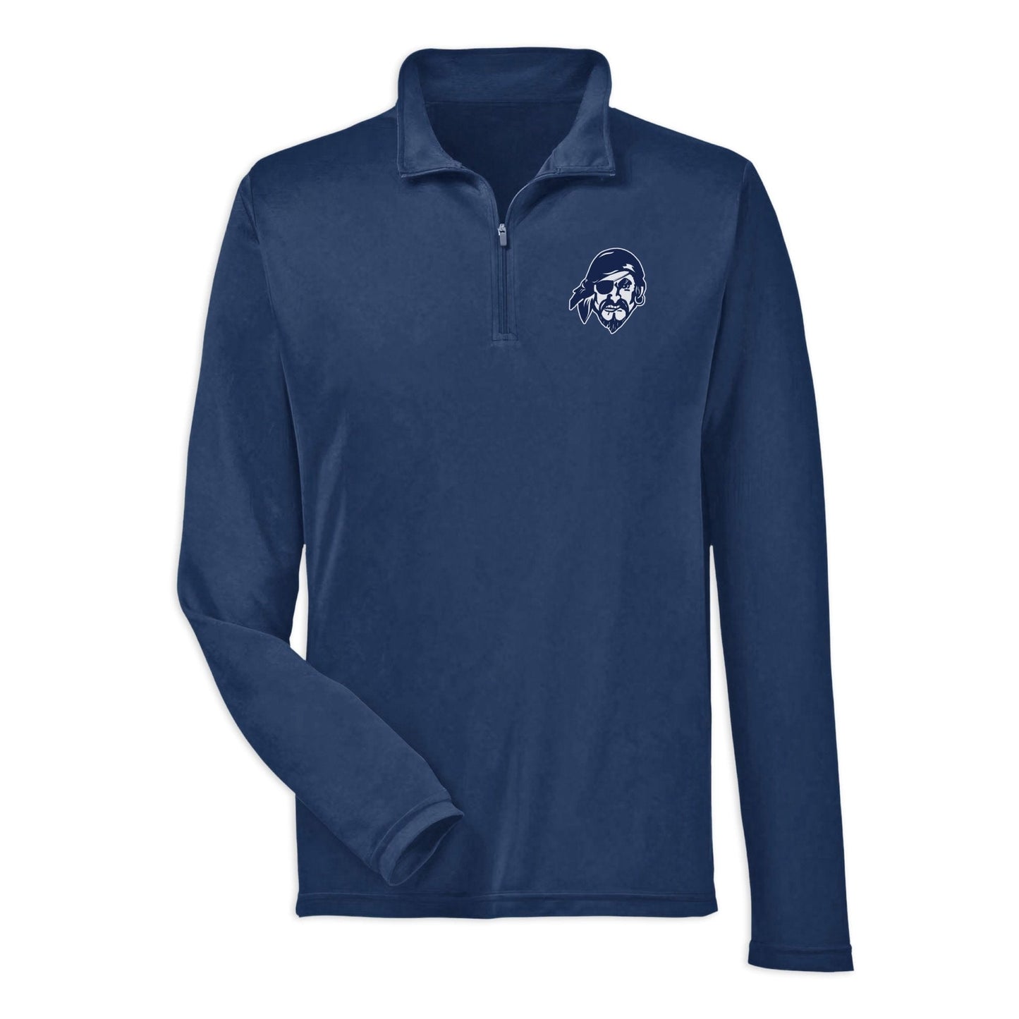 Infinity Design Co Adult 1/4 Zip Long Sleeve Bucs Pirate Head Navy Adult 1/4 Zip Performance Long Sleeve Shirt | BB0108