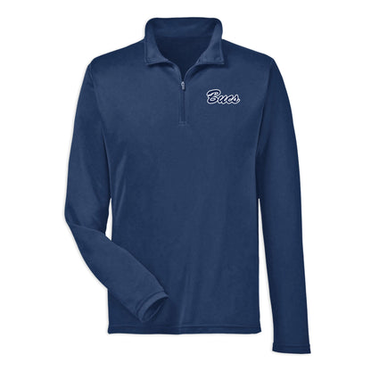 Infinity Design Co Adult 1/4 Zip Long Sleeve Classic 'Bucs' Script Navy & White Adult 1/4 Zip Performance Long Sleeve Shirt | BB015