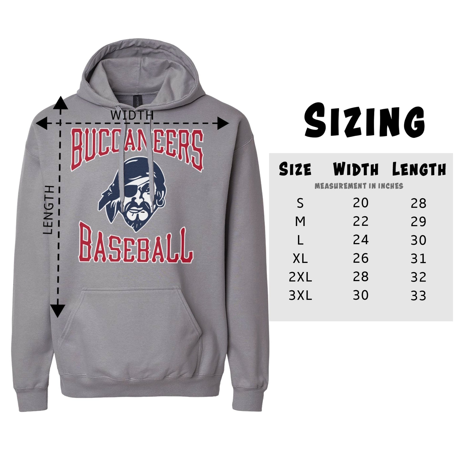 Infinity Design Co Adult Hoodie (Unisex) Traditional Buccaneers Baseball Adult Hoodie | BB013