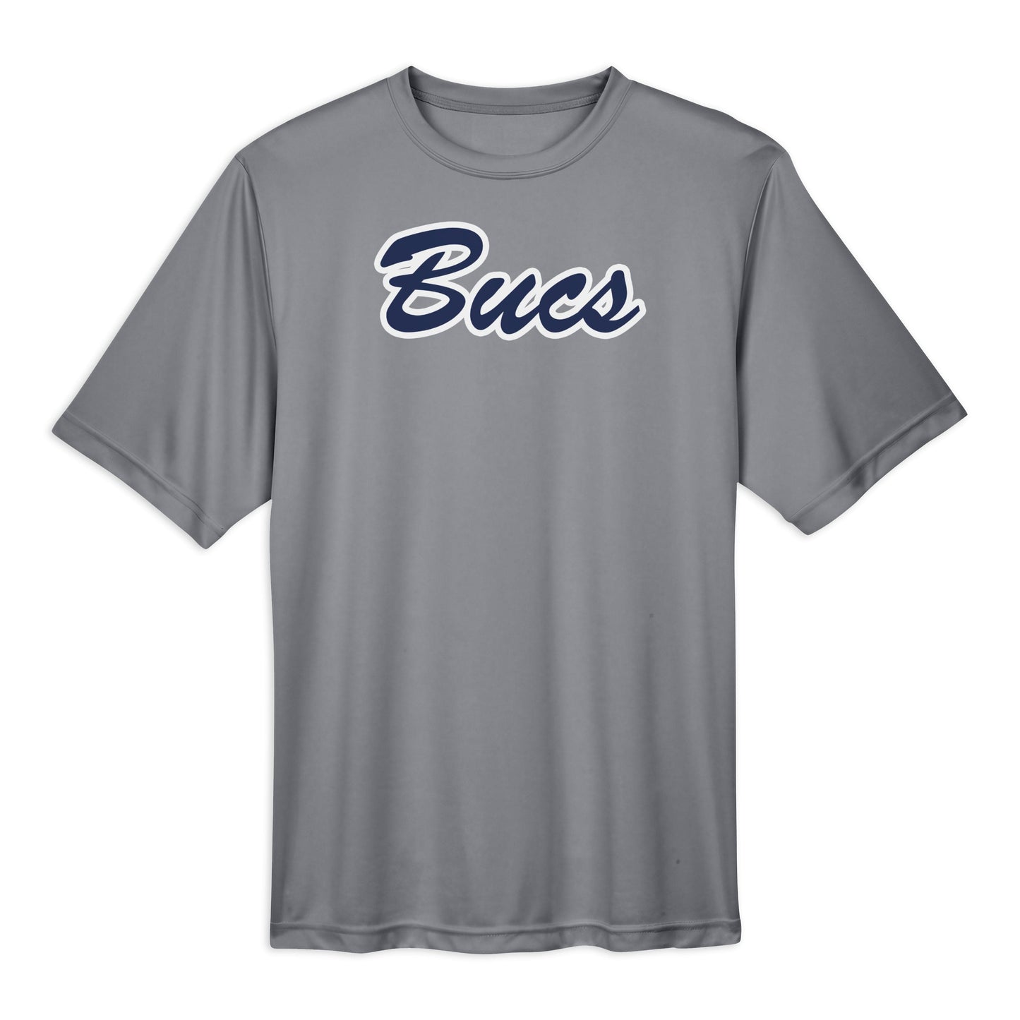 Infinity Design Co Adult Performance T-Shirt (Unisex) Classic 'Bucs' Script Navy & White Adult Performance T-Shirt | BB015