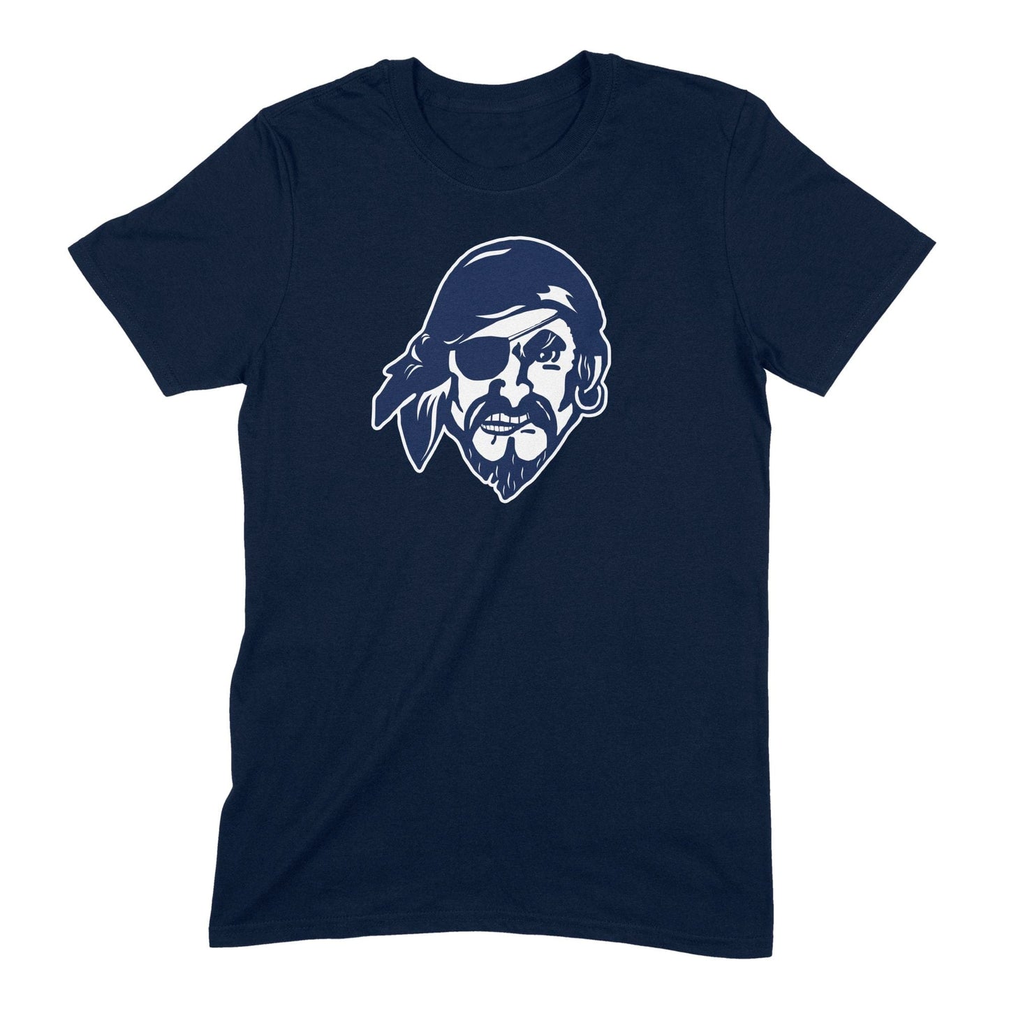 Infinity Design Co Adult T-Shirt (Unisex) Bucs Navy Blue Pirate Head Adult T-Shirt | BB008