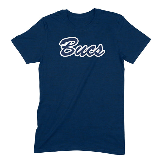 Infinity Design Co Adult T-Shirt (Unisex) Classic 'Bucs' Script Navy & White Adult T-Shirt | BB015