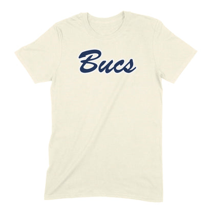 Infinity Design Co Adult T-Shirt (Unisex) Classic 'Bucs' Script Navy & White Adult T-Shirt | BB015