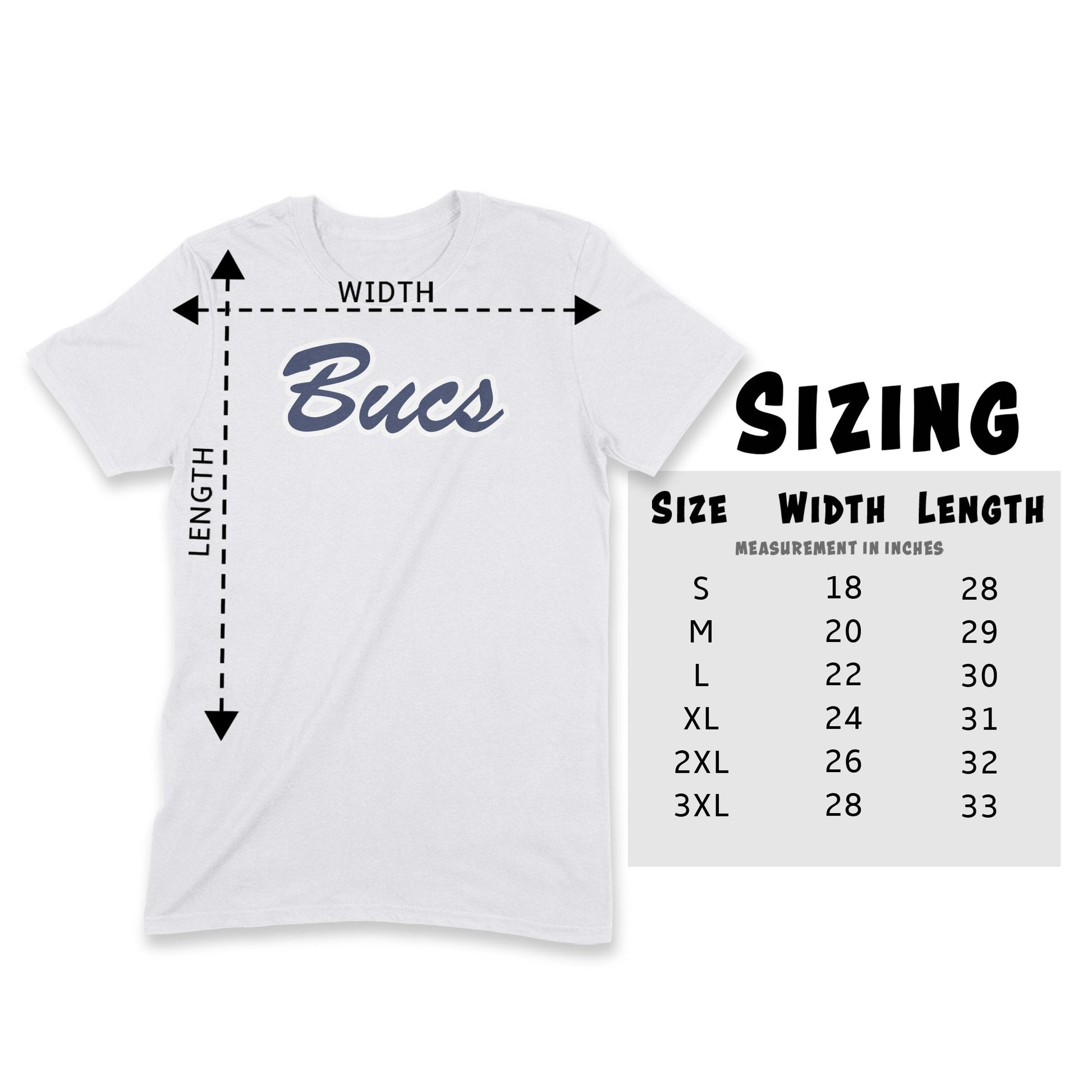 Infinity Design Co Adult T-Shirt (Unisex) Classic 'Bucs' Script Navy & White Adult T-Shirt | BB015