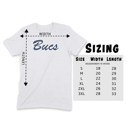 Infinity Design Co Adult T-Shirt (Unisex) Classic 'Bucs' Script Navy & White Adult T-Shirt | BB015