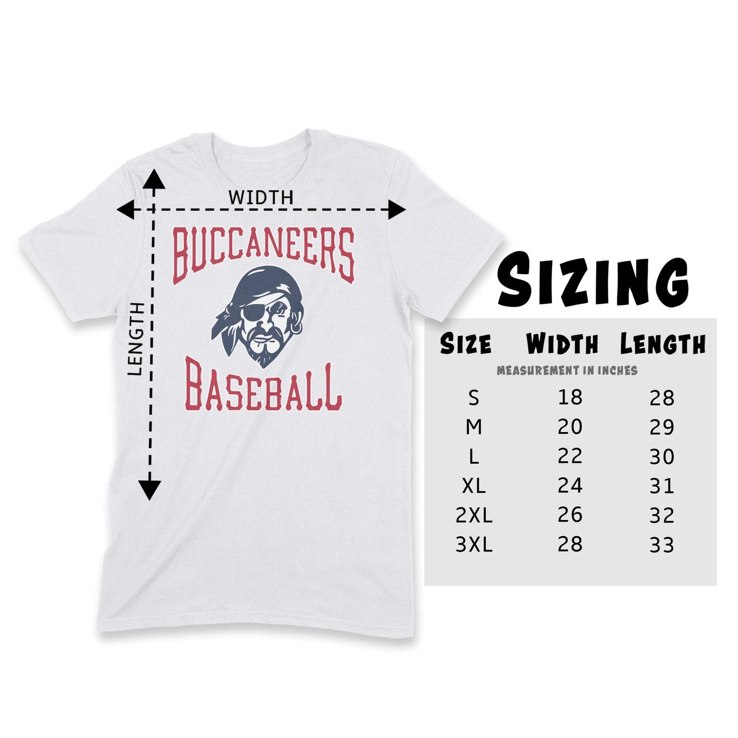 Infinity Design Co Adult T-Shirt (Unisex) Traditional Buccaneers Baseball Adult T-Shirt | BB013