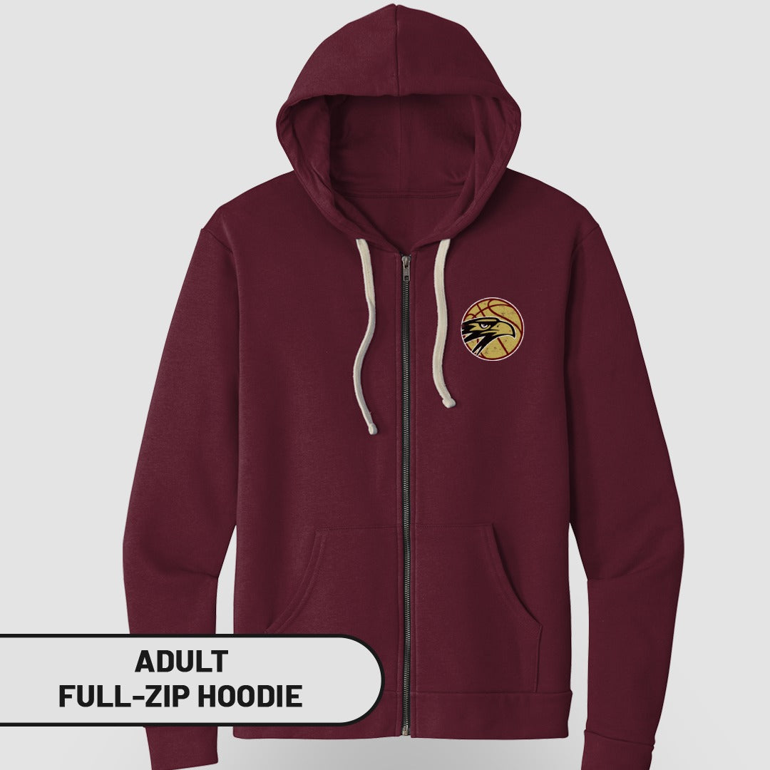 Comfortable Maroon Adult Full-Zip Hoodie Sportswear