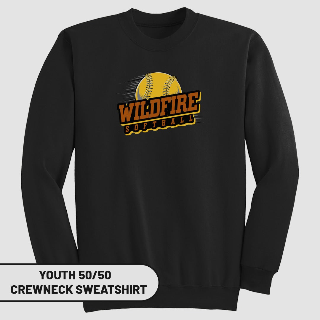 Wildfire Softball Graphic Youth Crewneck Sweatshirt