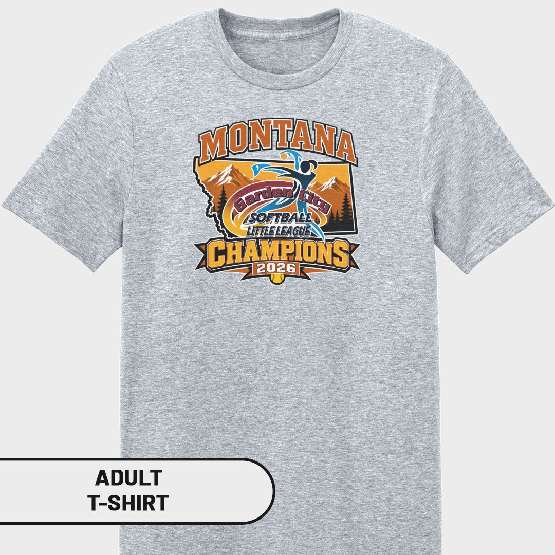 Montana Garden City Softball Little League Champions 2026 t-shirt design.