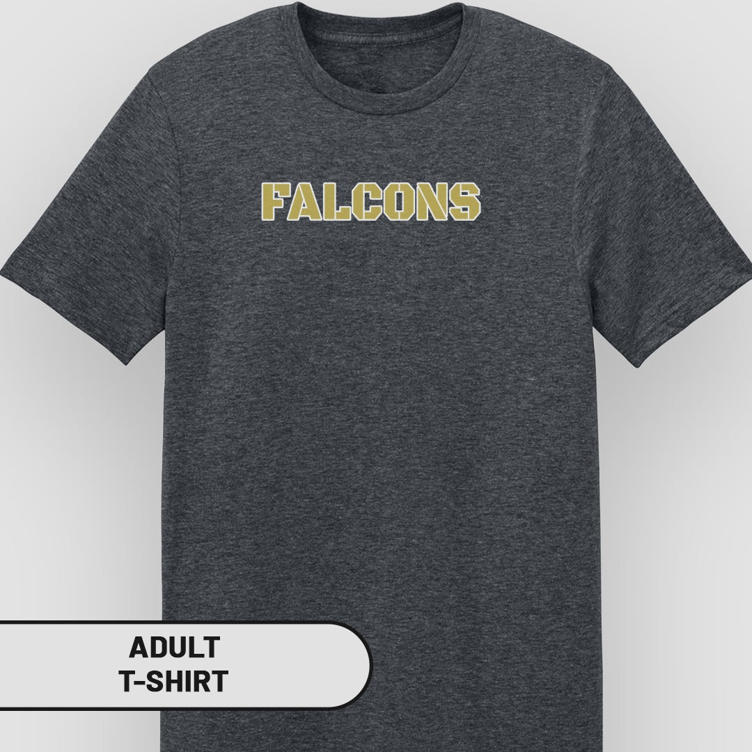 Falcons Logo Printed on Charcoal Grey Adult T-shirt