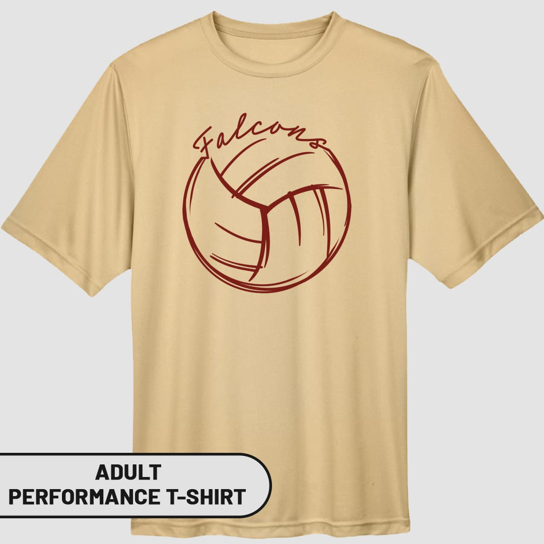 Falcons Volleyball Graphic Adult Performance T-shirt