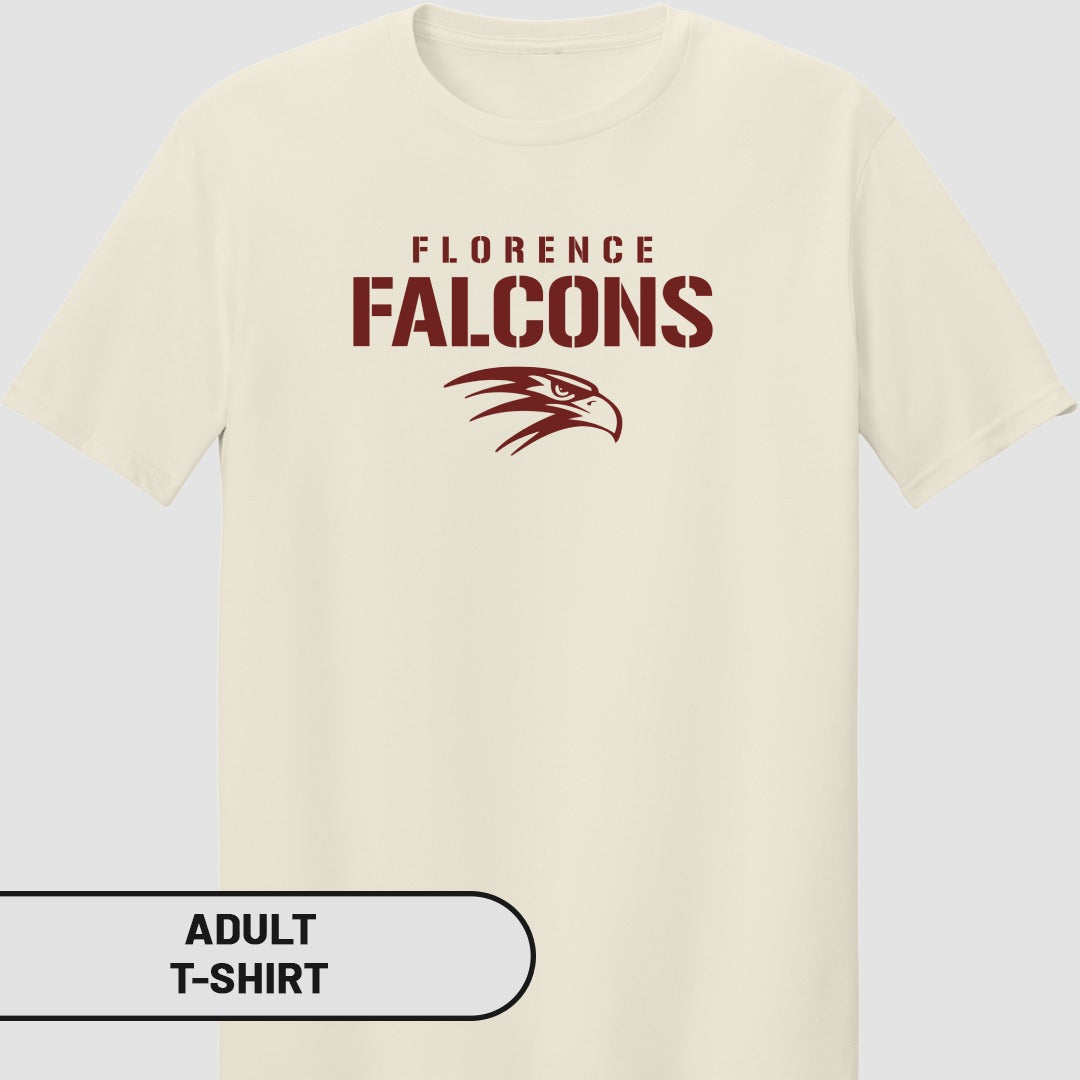 Florence Falcons Adult T-Shirt with Falcon Design