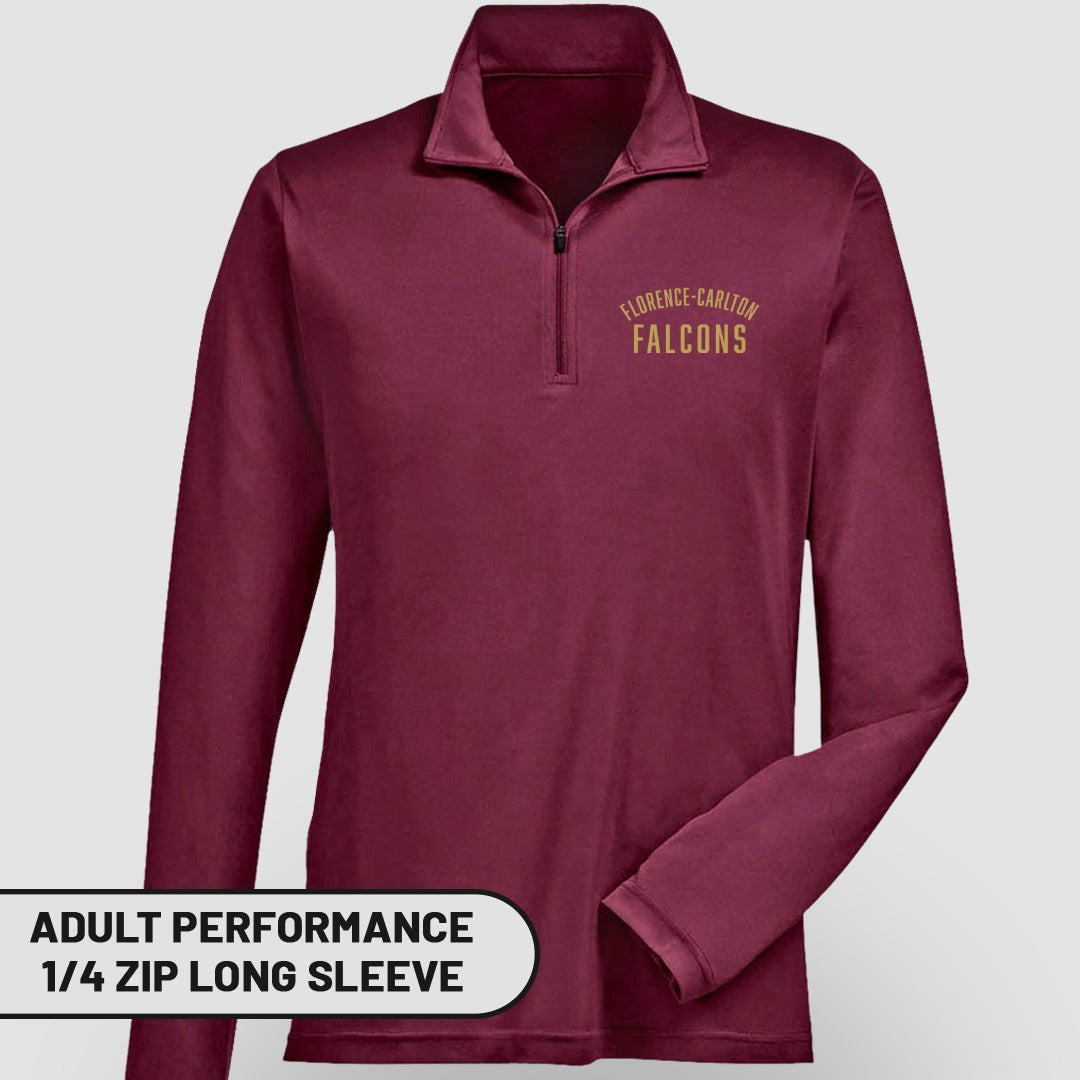 Florence-Carlton Falcons Adult Performance 1/4 Zip Long Sleeve