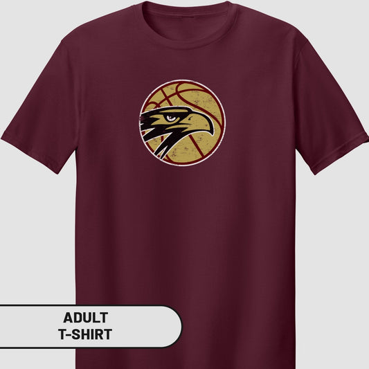 Vintage Basketball Hawk Logo Design Adult T-Shirt
