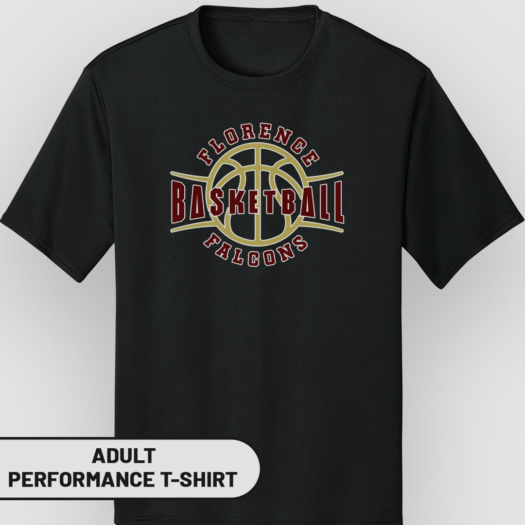 Florence Falcons Basketball Adult Performance T-Shirt