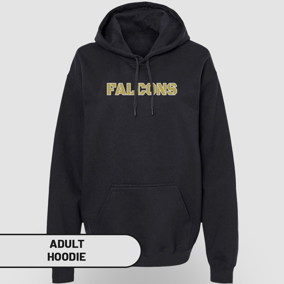 Falcons Adult Hoodie in Black Comfortable Fit
