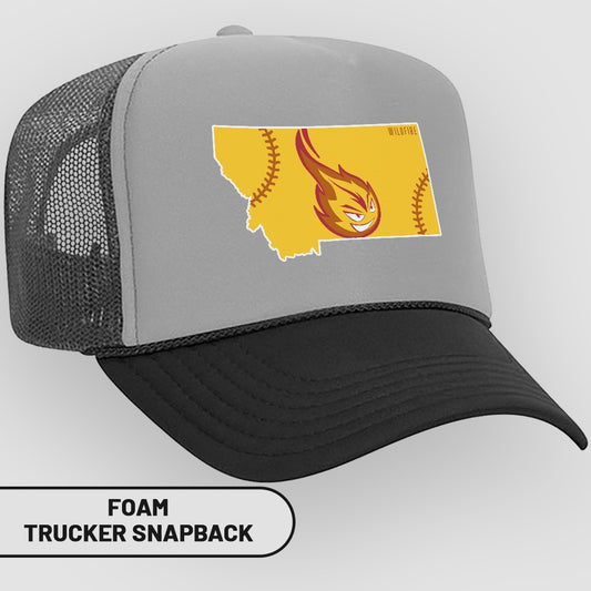 Montana Baseball Flame Patch Foam Trucker Snapback