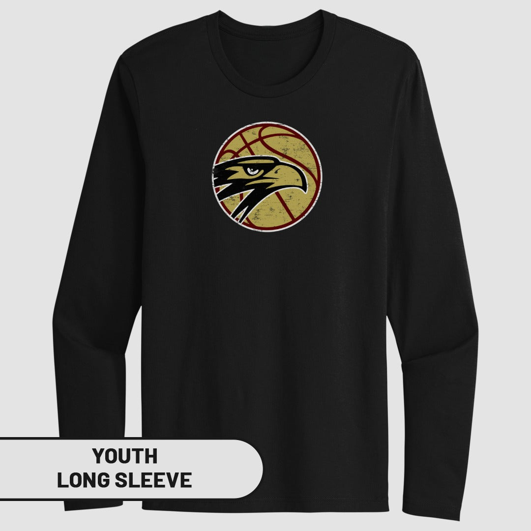 Youth Long Sleeve Basketball Eagle Black Shirt