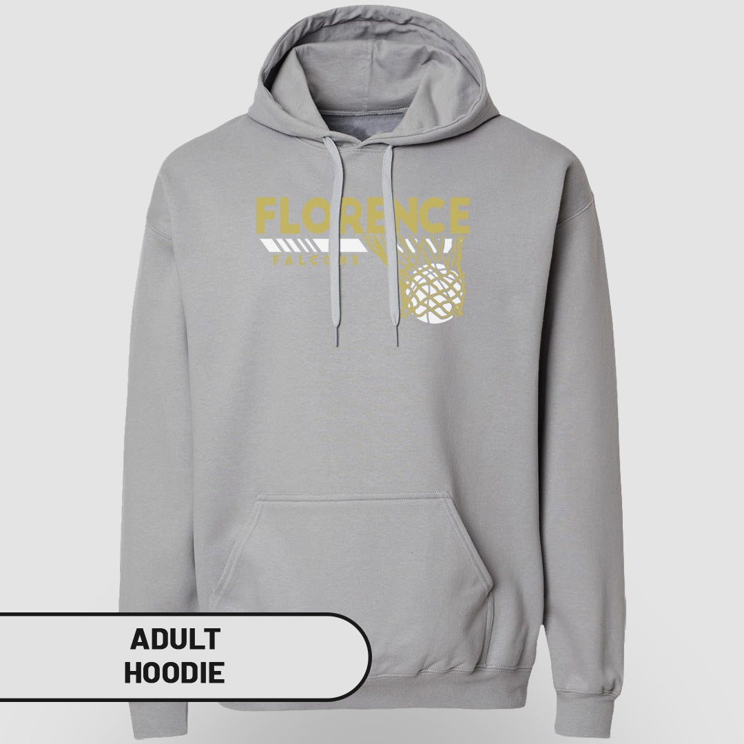 Florence Falcons Grey Adult Hoodie Basketball Design