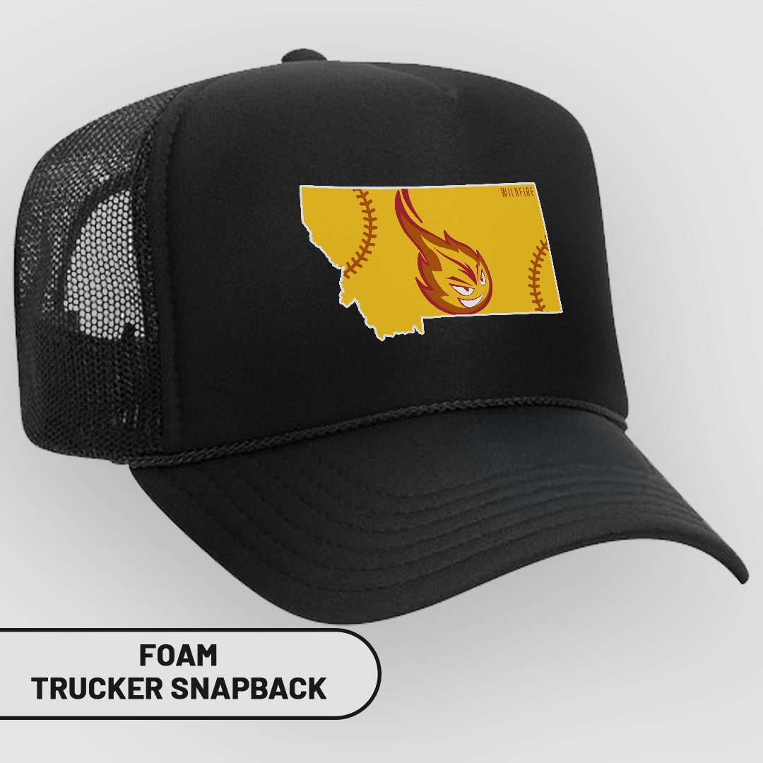 Montana Baseball Flaming Ball Foam Trucker Snapback