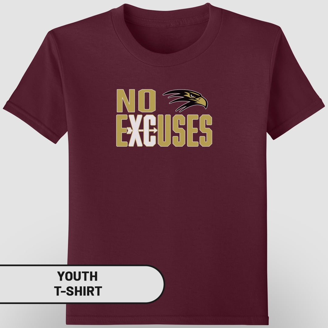 No Excuses Youth T-Shirt With Eagle Design