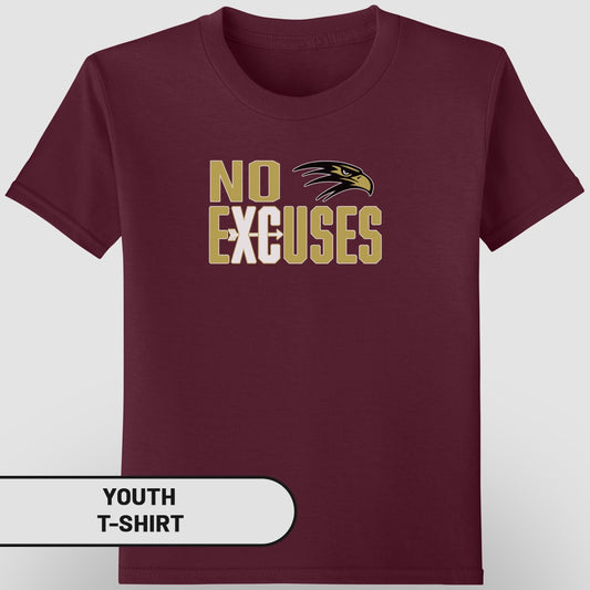 No Excuses Youth T-Shirt With Eagle Design