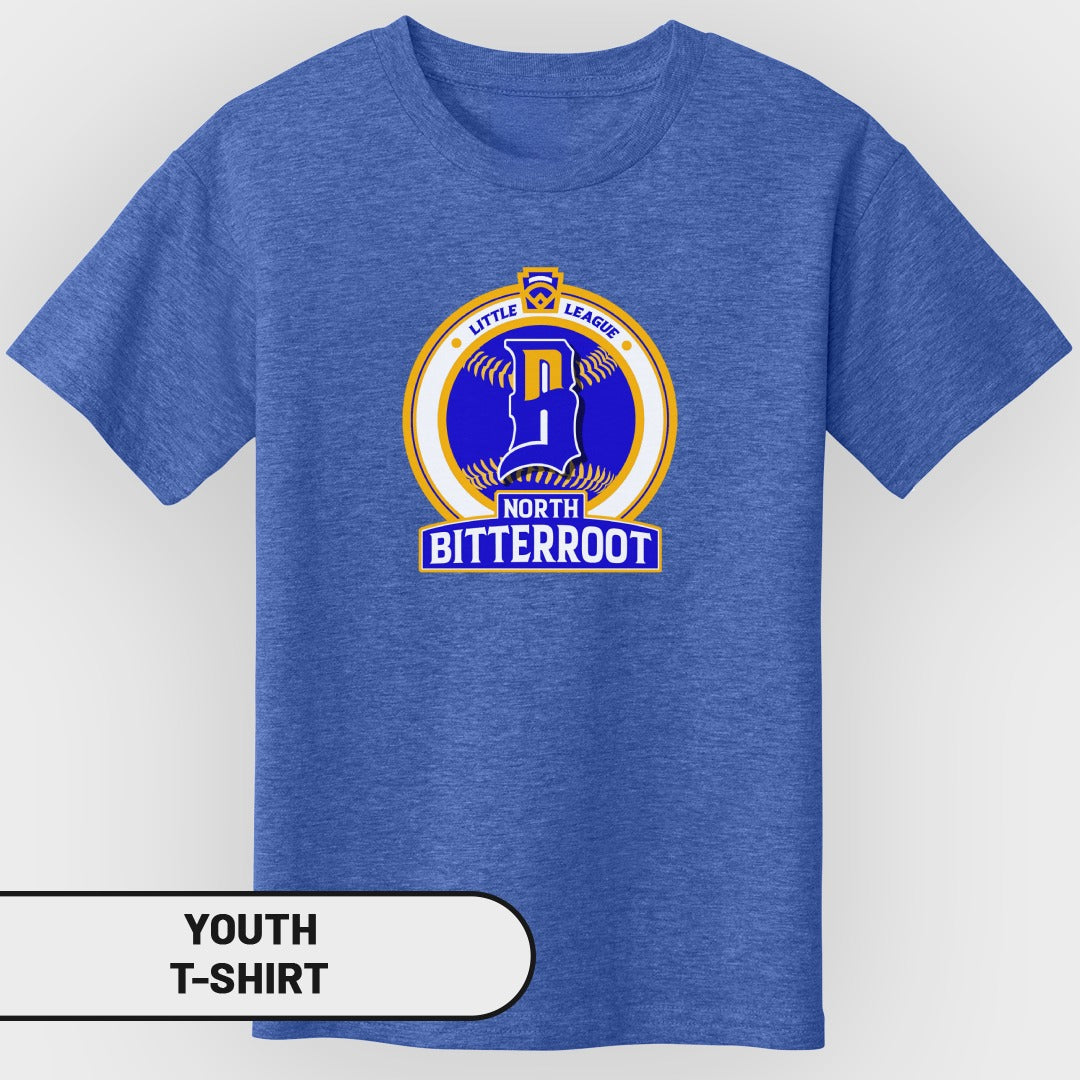 Youth T-shirt with North Bitterroot Little League logo.