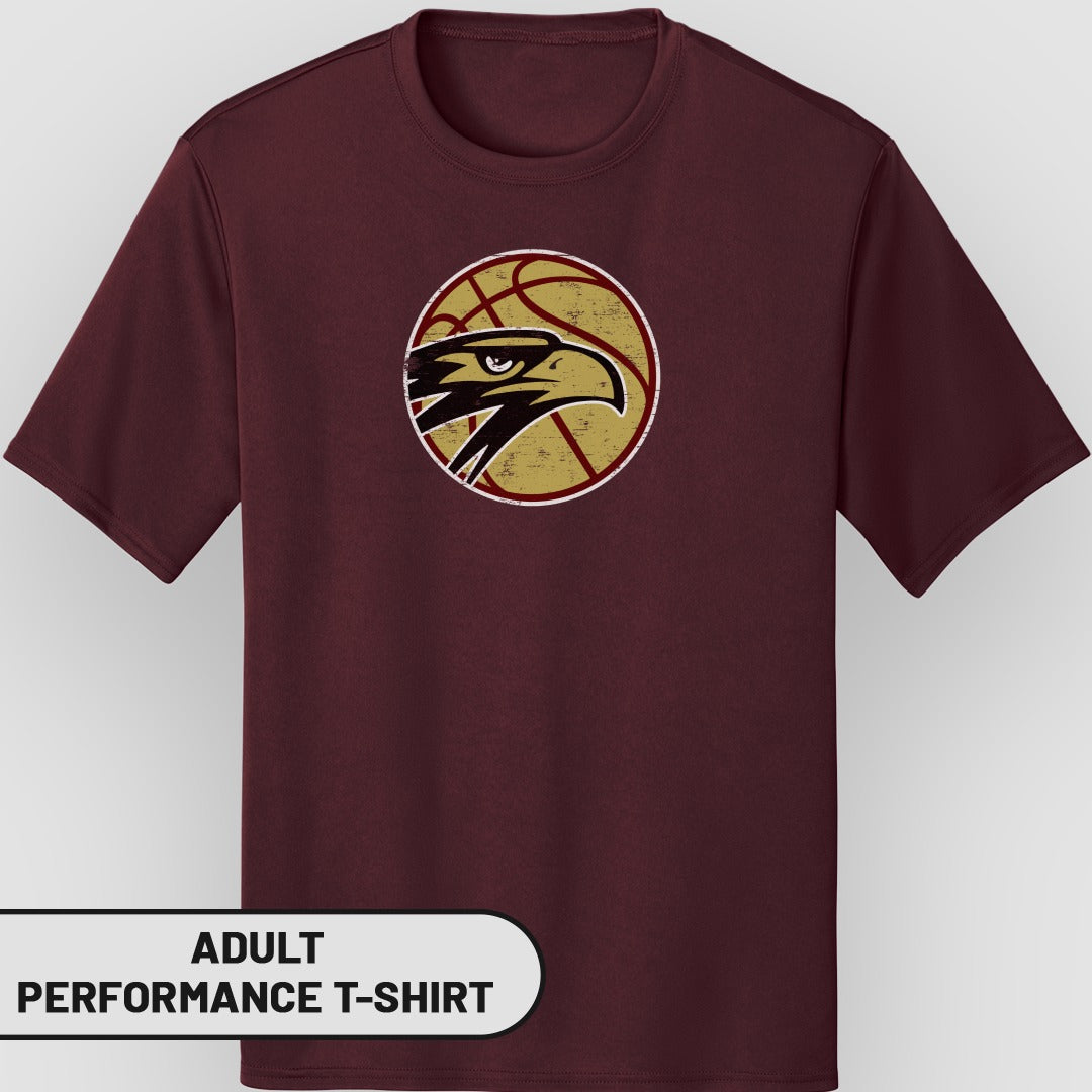 Stylish Maroon Hawk Basketball Graphic Performance T-Shirt