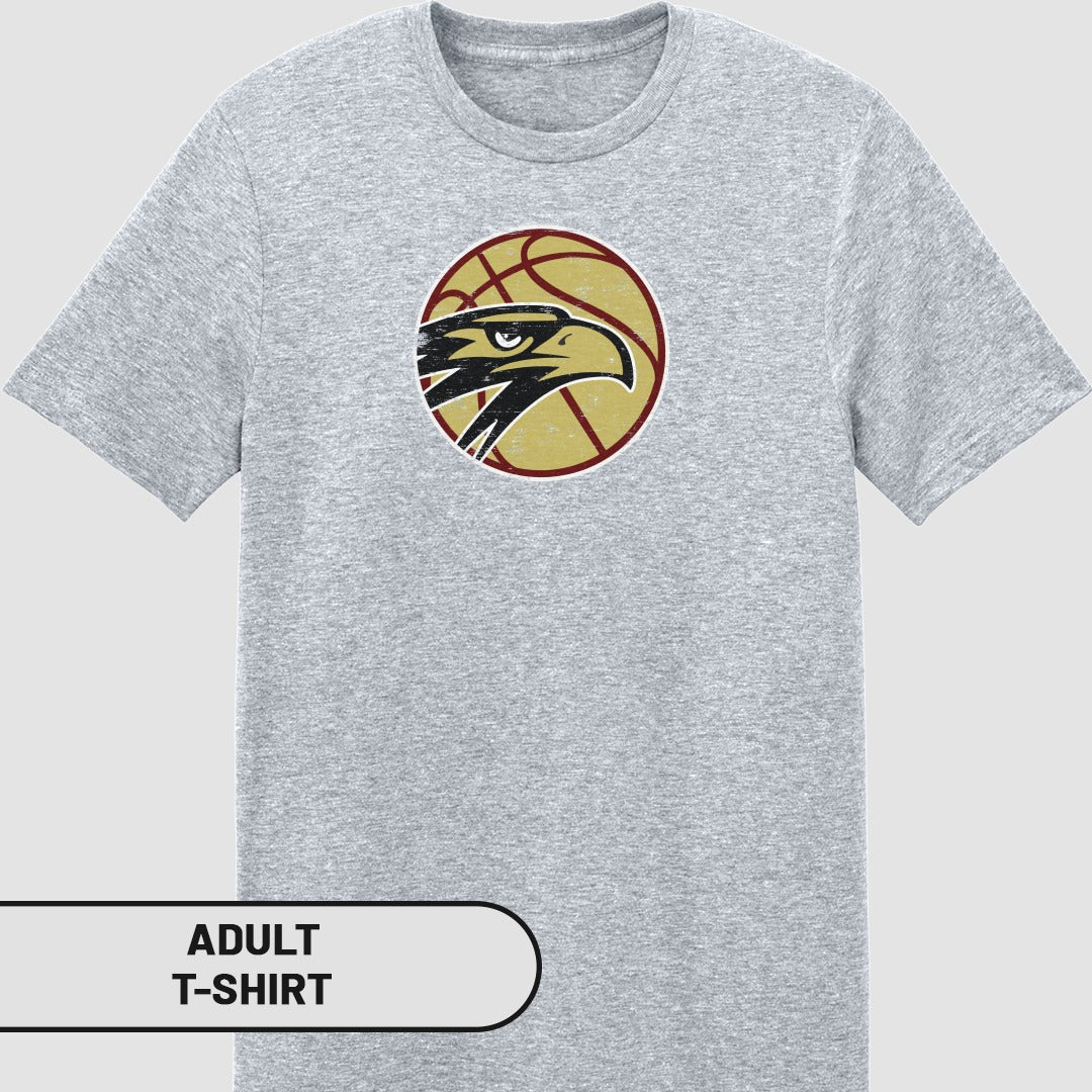 Graphic Basketball Hawk Design Gray Adult T-Shirt