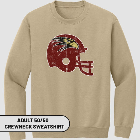 Vintage Football Helmet Adult 50/50 Crewneck Sweatshirt