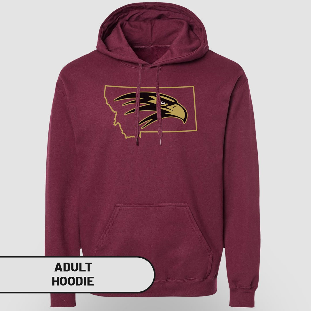 Maroon Hoodie with Unique Bold Eagle Graphic Design