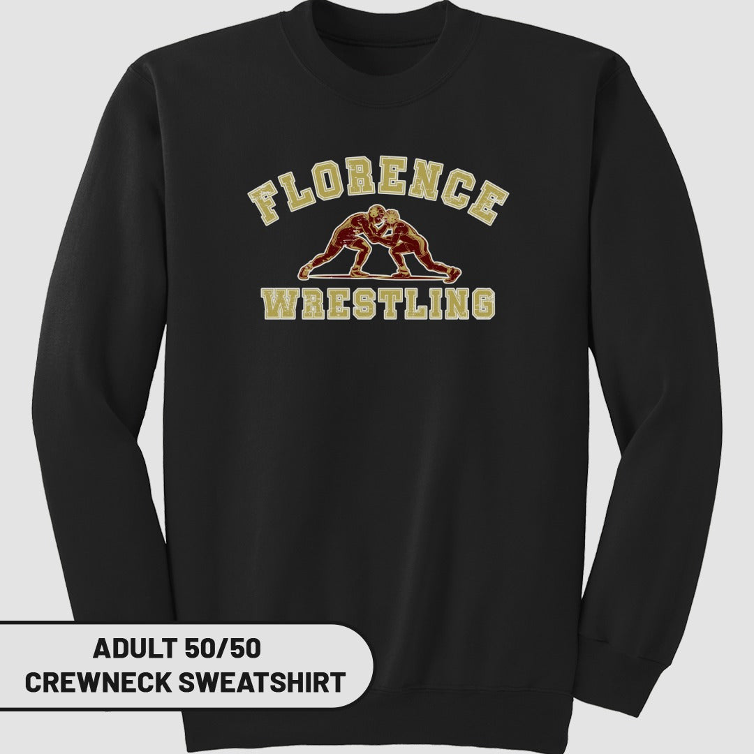 Florence Wrestling Adult 50/50 Crewneck Sweatshirt