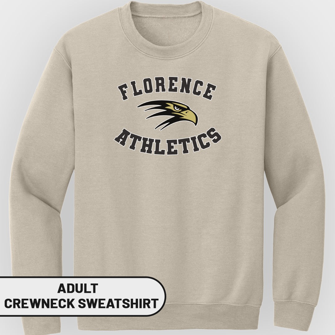 Adult crewneck sweatshirt with "Florence Athletics" and eagle graphic.