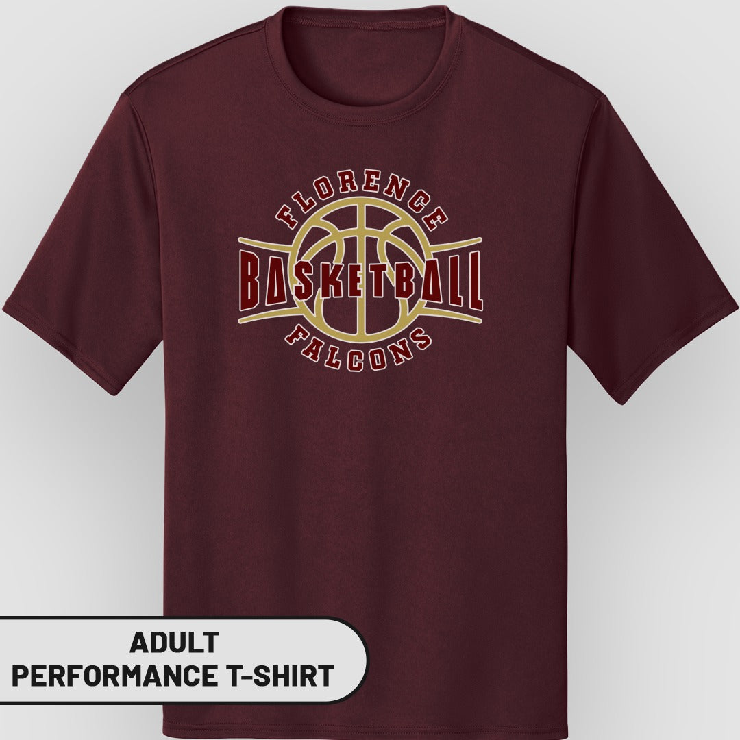 Florence Falcons Basketball Adult Performance T-Shirt