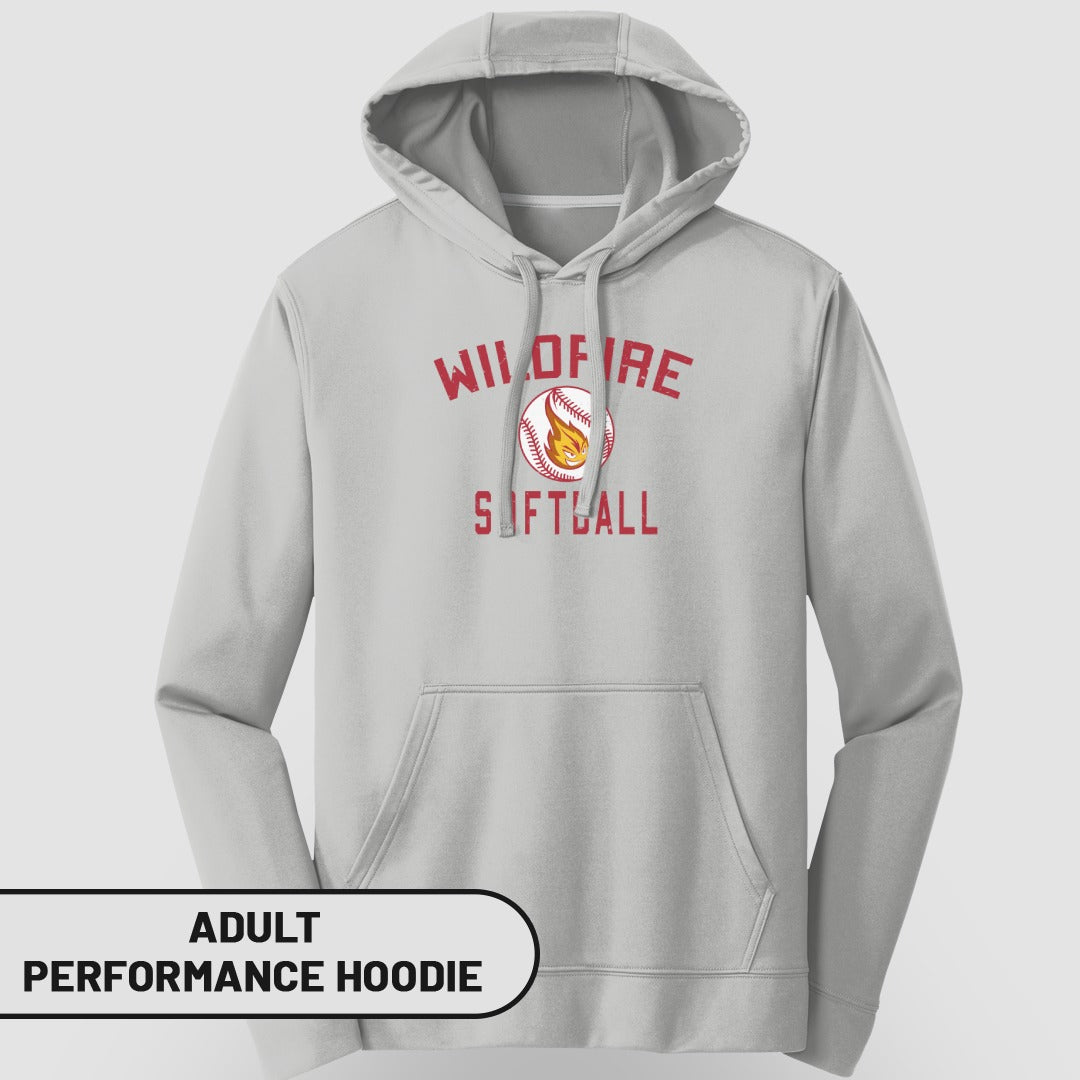 Wildcats Fire Softball Adult Performance Hoodie