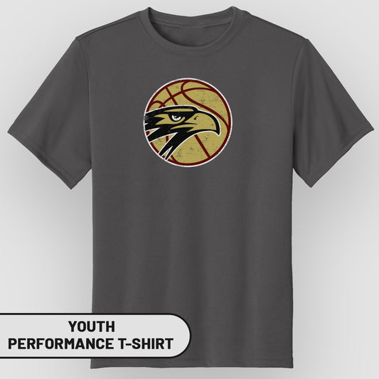 Youth Performance T-Shirt with Basketball Hawk Design
