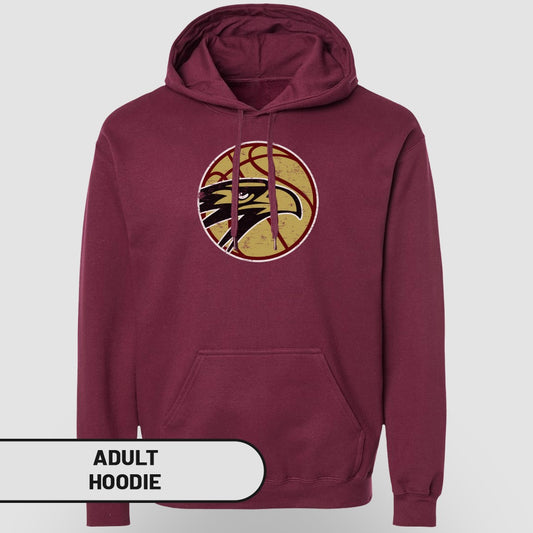 Maroon Hoodie with Vintage Eagle Logo Design Hoodie