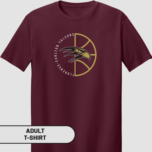 Florence Carlton Falcons Adult T-Shirt Basketball Design
