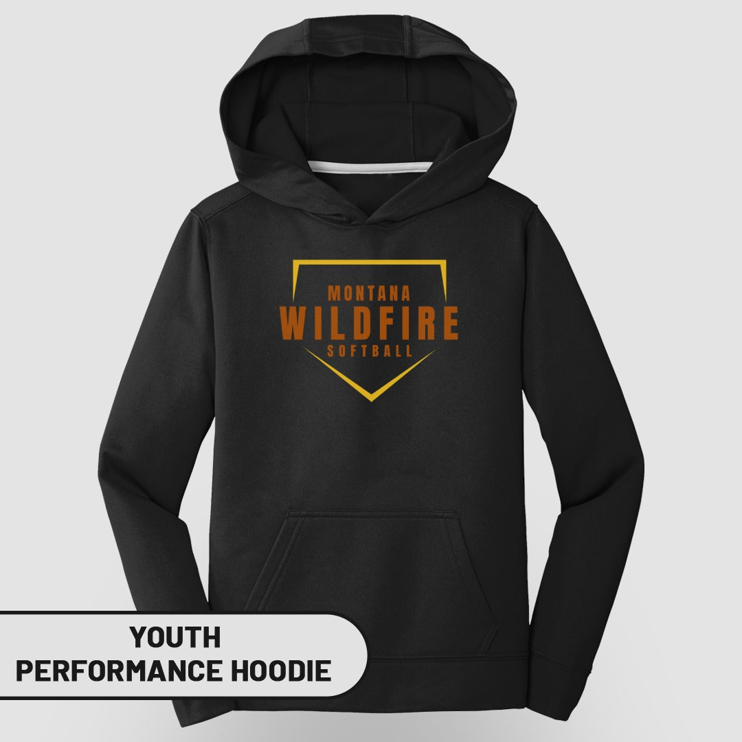 Montana Wildfire Softball Youth Performance Hoodie