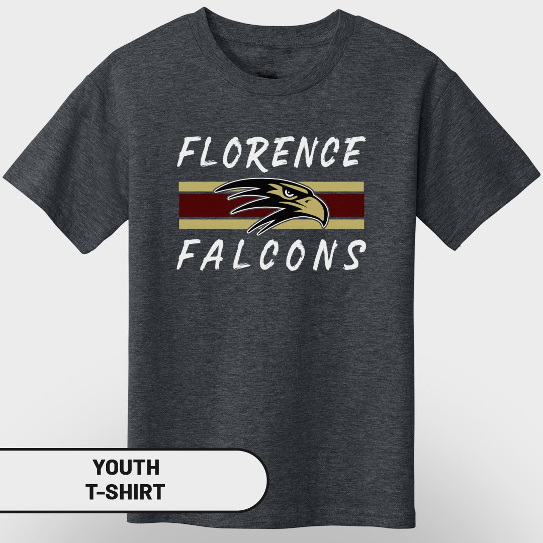 Youth t-shirt with Florence Falcons logo and text.