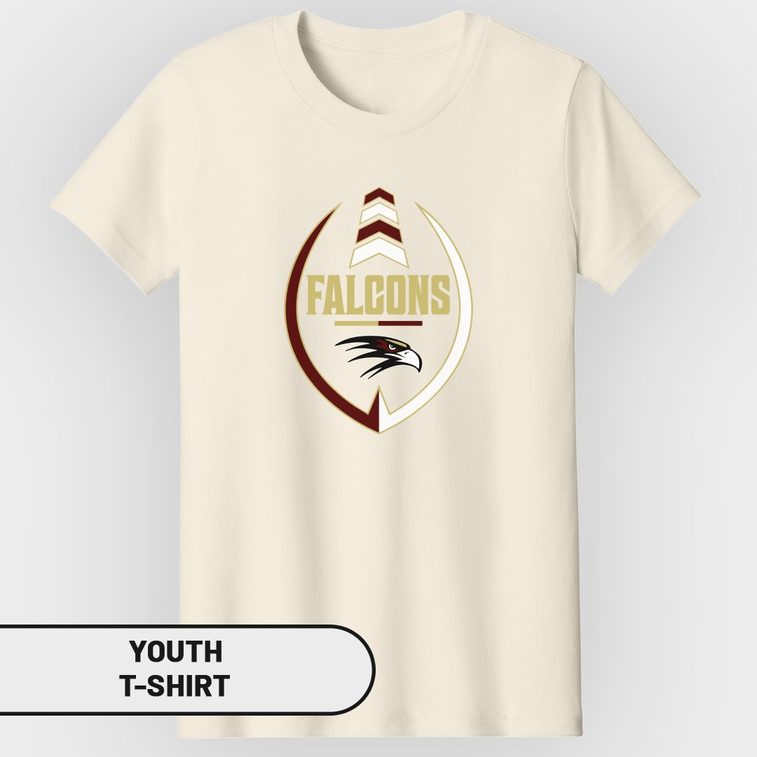 Cream youth t-shirt with "FALCONS" text and a falcon emblem.