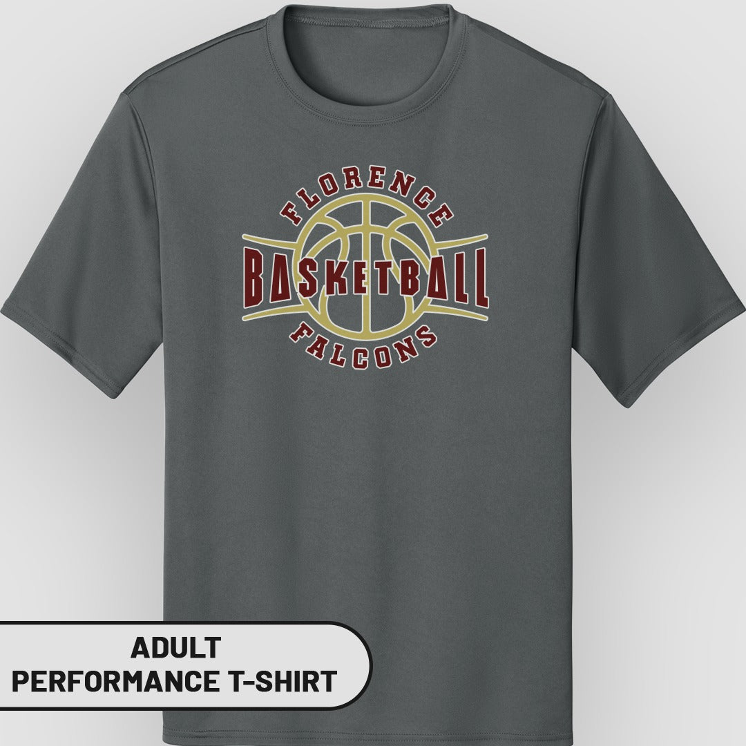 Florence Falcons Basketball Adult Performance T-Shirt